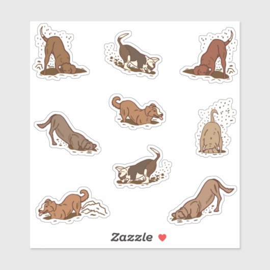 Dogs met vuile cijfers - 9x aangepaste snede. sticker (Vel)