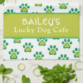 Dog's Name Lucky Dog Cafe Custom St. Patricks Day Theedoek (Gevouwen)