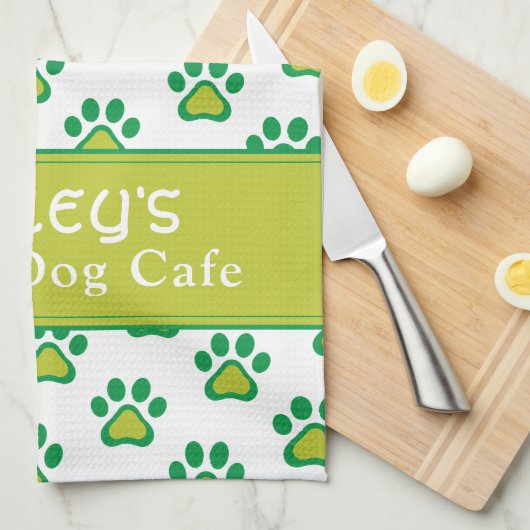 Dog's Name Lucky Dog Cafe Custom St. Patricks Day Theedoek (Quarter Fold)