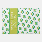 Dog's Name Lucky Dog Cafe Custom St. Patricks Day Theedoek (Horizontaal)