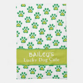 Dog's Name Lucky Dog Cafe Custom St. Patricks Day Theedoek (Verticaal)