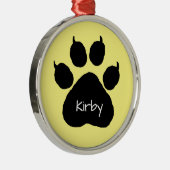 Dog's Name Personalized Paw Print Kerstmetaal Metalen Ornament (Rechts)
