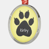 Dog's Name Personalized Paw Print Kerstmetaal Metalen Ornament (Links)
