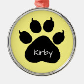 Dog's Name Personalized Paw Print Kerstmetaal Metalen Ornament (Voorkant)