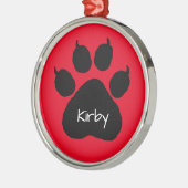 Dog's Name Personalized Paw Print Kerstmetaal Metalen Ornament (Links)