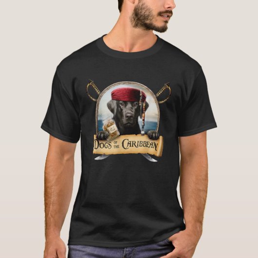 Dogs of the Caribbean Schattige Black Labrador Pir T-shirt (Voorkant)