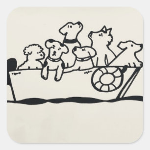 "Dogs on Boat" Sticker van Willowcatdesigns