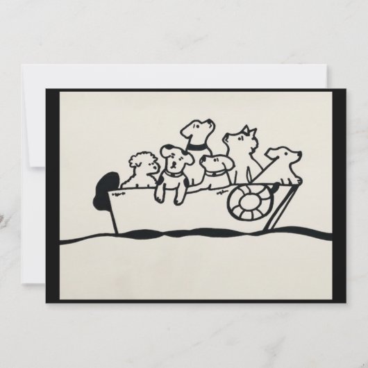 "Dogs on Boat" Uitnodiging Willowcatdesigns (Voorkant)