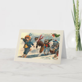 "Dogs on Ice"-kerstkaart voor gevaccineerde honden Feestdagen Kaart