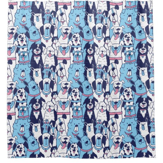 Dogs Pattern Shower Curtain Douchegordijn (Voorkant)