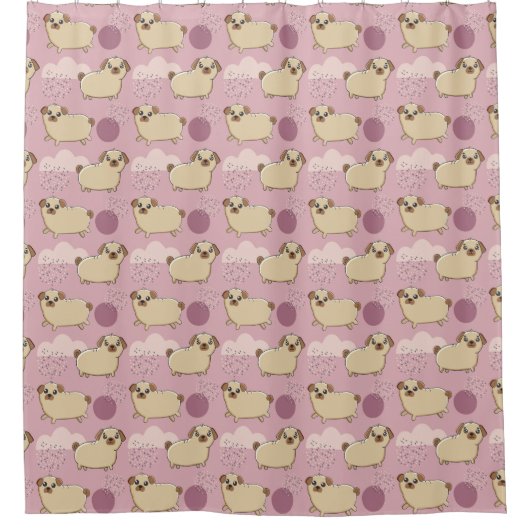 Dogs Pattern Shower Curtain Douchegordijn (Voorkant)
