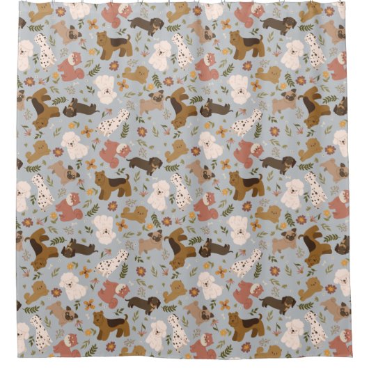 Dogs Pattern Shower Curtain Douchegordijn (Voorkant)