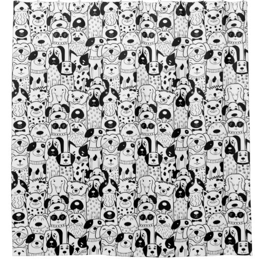 Dogs Pattern Shower Curtain Douchegordijn (Voorkant)