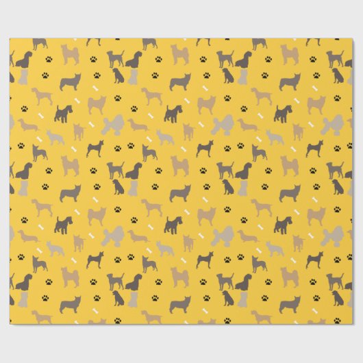 Dogs Paw Prints Pet Pattern Wrapping Paper Cadeaupapier (Vlak)