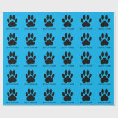 Dog's Pawprint Black en Blue Cadeaupapier (Vlak)