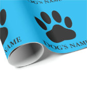 Dog's Pawprint Black en Blue Cadeaupapier (Rol Hoek)