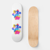 Dog's Pawprint in kleurrijke Waterverven Skateboar Persoonlijk Skateboard (Voorkant)