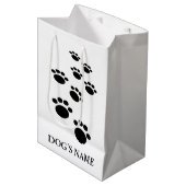 Dog's Pawprint Trail Medium Cadeauzakje (Voorkant Gekanteld)