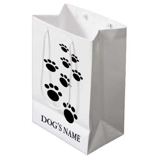 Dog's Pawprint Trail Medium Cadeauzakje (Voorkant Gekanteld)