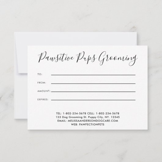 Dogs Pet Care Dog Trainer Groomer Cadeaubon (Achterkant)