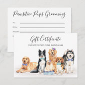 Dogs Pet Care Dog Trainer Groomer Cadeaubon (Voorkant / Achterkant)
