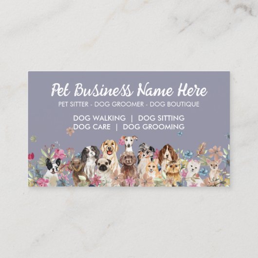 Dogs Pet Sitting Groomer Walker Trainer Visitekaartje (Achterkant)