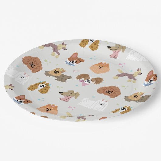 Dogs Pets Kinder Partij Papieren Bordje (Gekanteld)