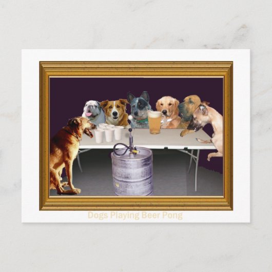 Dogs Play Beer Pong Briefkaart (Voorkant)