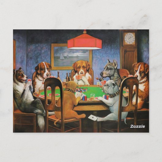 Dogs Playing Poker beroemd gemaakt door C.M. Cooli Briefkaart (Achterkant)