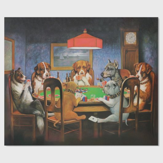 Dogs Playing Poker beroemd gemaakt door C.M. Cooli Cadeaupapier (Vlak)