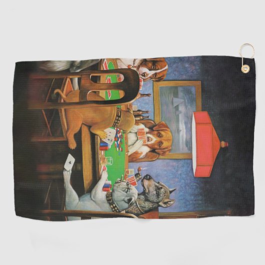 Dogs Playing Poker beroemd gemaakt door C.M. Cooli Golfhanddoek (Horizontaal)