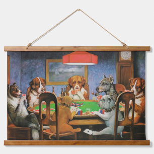 Dogs Playing Poker beroemd gemaakt door C.M. Cooli Hangend Wandkleed