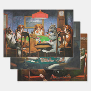 Dogs Playing Poker beroemd gemaakt door C.M. Cooli Inpakpapier Vel