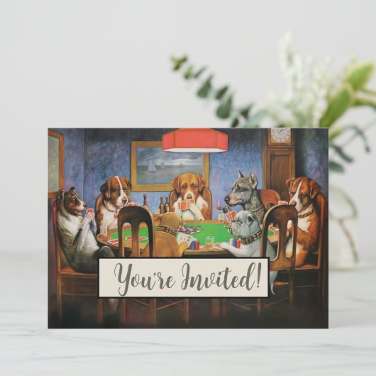 Dogs Playing Poker beroemd gemaakt door C.M. Cooli Kaart (Staand voorkant)