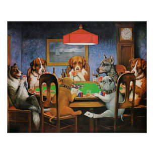 Dogs Playing Poker beroemd gemaakt door C.M. Cooli Perfect Poster