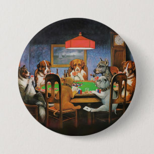 Dogs Playing Poker beroemd gemaakt door C.M. Cooli Ronde Button 7,6 Cm