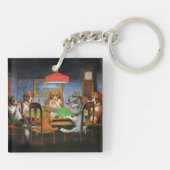 Dogs Playing Poker beroemd gemaakt door C.M. Cooli Sleutelhanger (Achterkant)