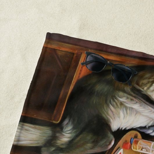 Dogs Playing Poker beroemd gemaakt door C.M. Cooli Strandlaken (In situ)