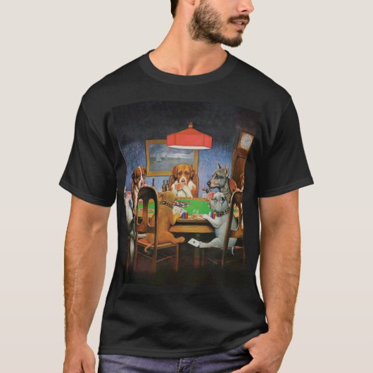 Dogs Playing Poker beroemd gemaakt door C.M. Cooli T-shirt (Voorkant)