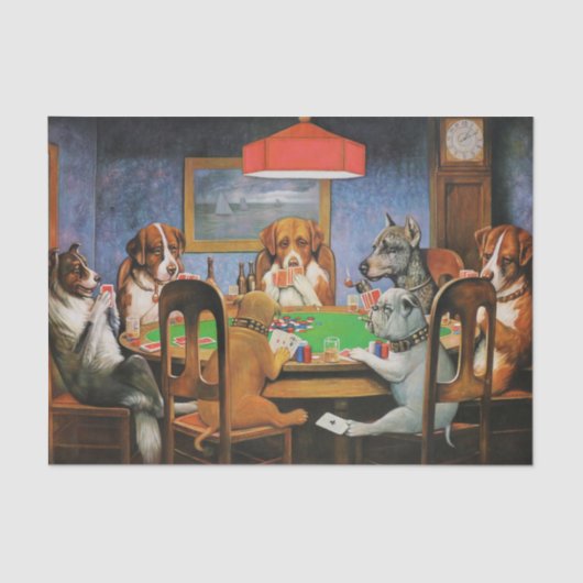 Dogs Playing Poker beroemd gemaakt door C.M. Cooli Tissuepapier (Voorkant)