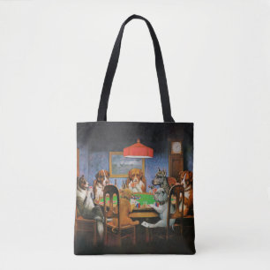 Dogs Playing Poker beroemd gemaakt door C.M. Cooli Tote Bag