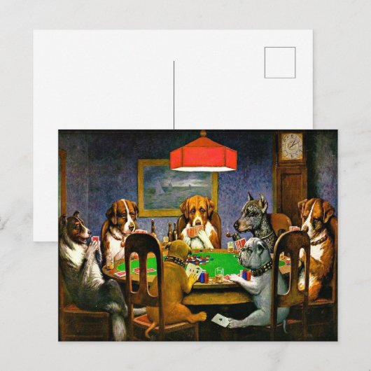 Dogs Playing Poker Briefkaart (Voorkant / Achterkant)