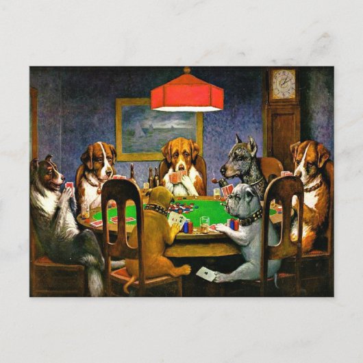 Dogs Playing Poker Briefkaart (Voorkant)