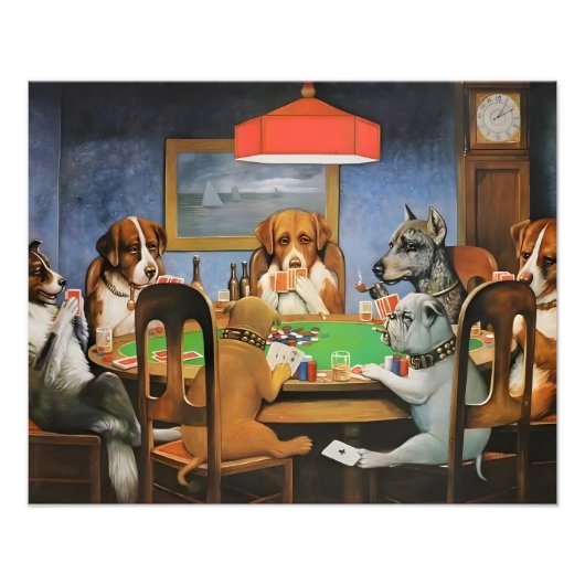 Dogs Playing Poker by Cassius Marcellus Coolidge's Foto Afdruk (Voorkant)
