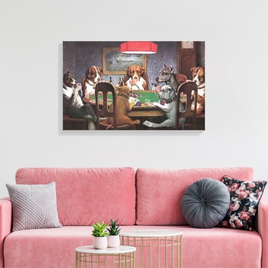Dogs Playing Poker Canvas Afdruk (Insitu (Woonkamer))