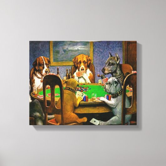 Dogs Playing Poker Canvas Afdruk (Voorkant)