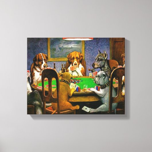 Dogs Playing Poker Canvas Afdruk (Voorkant)