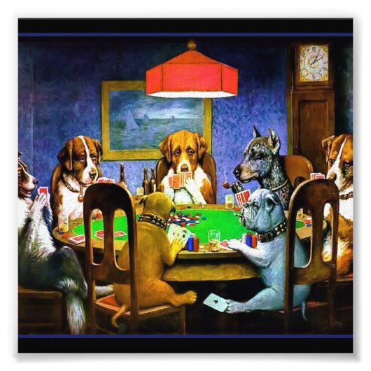Dogs Playing Poker Foto Afdruk (Voorkant)