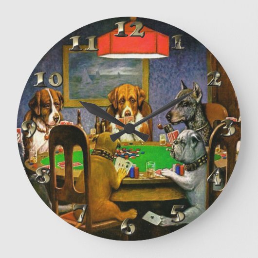 Dogs Playing Poker Grote Klok (Voorkant)