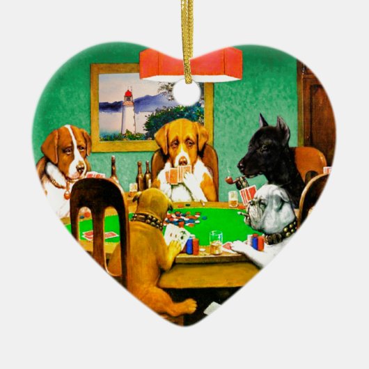 Dogs Playing Poker Keramisch Ornament (Voorkant)